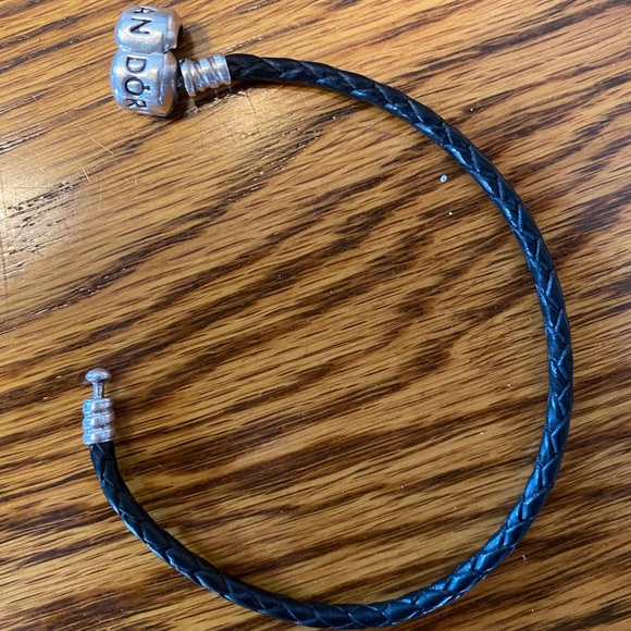 Black Leather Pandora Bracelet - Picture 2 of 3